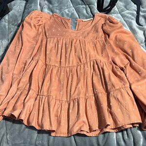 Altar'd State Terracotta Blouse with White Dots